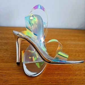 Nine West Womens Ladies High Heels Sandals Hologram Perspex